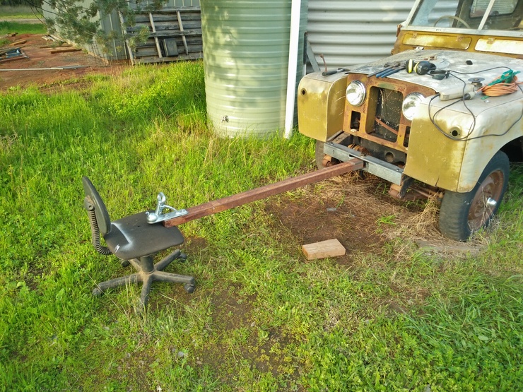 Land Rover with pushbar attached