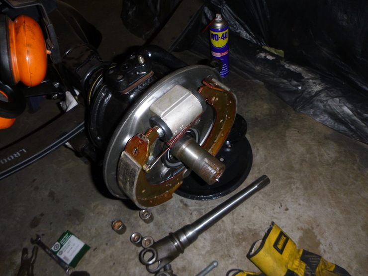 Top view of installed brake components