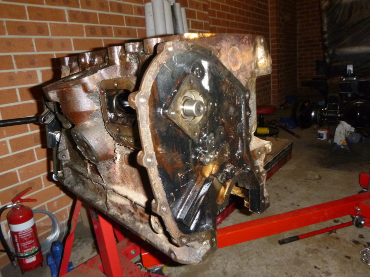 Front face of engine block