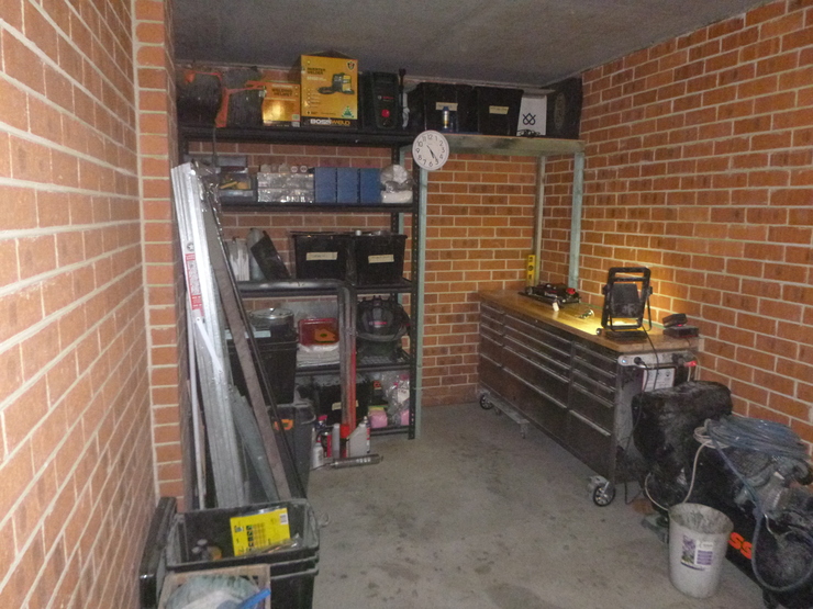 Overall shot of work area in garage